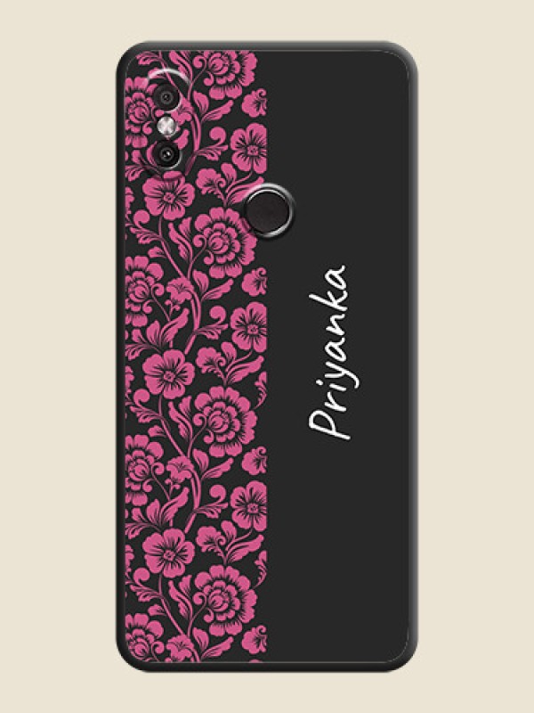 Custom Pink Floral Pattern Design With Custom Text On Space Black Personalized Soft Matte Phone Covers -Xiaomi Redmi Y2