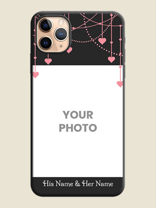Custom Pink Love Hangings with Text on Space Black Custom Soft Matte Back Cover - iPhone 11 Pro Max - alternate view