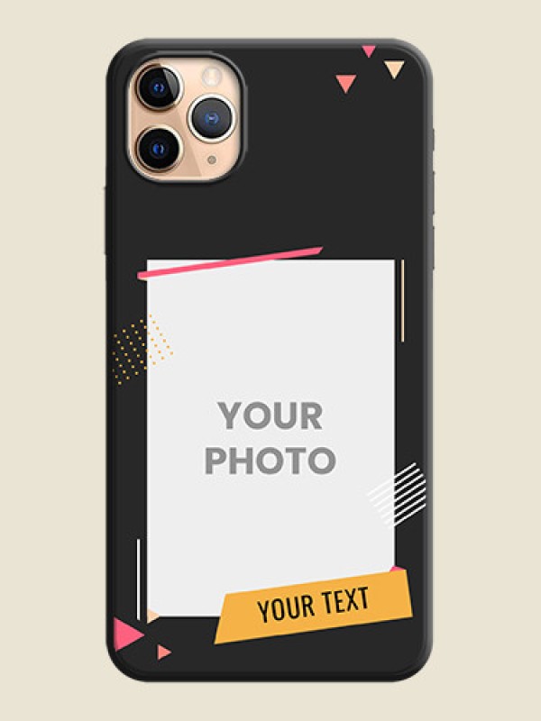 Custom Photo Frame with Triangle Small Dots - Photo on Space Black Soft Matte Back Cover - iPhone 11 Pro Max - alternate view