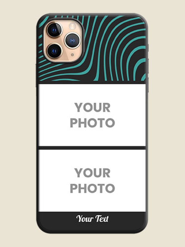 Custom Wave Pattern with 2 Image Holder on Space Black Personalized Soft Matte Phone Covers - iPhone 11 Pro Max - alternate view