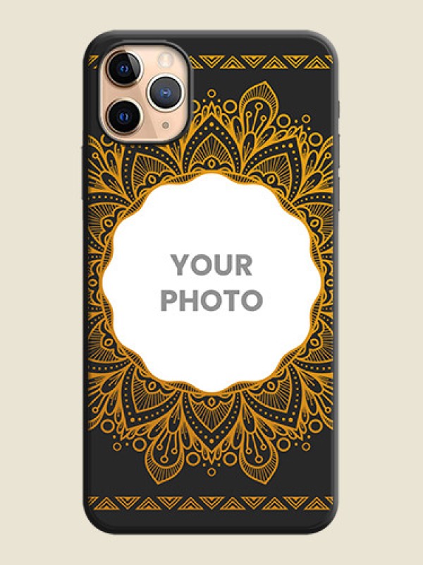 Custom Round Image with Floral Design - Photo on Space Black Soft Matte Mobile Cover - iPhone 11 Pro Max - alternate view