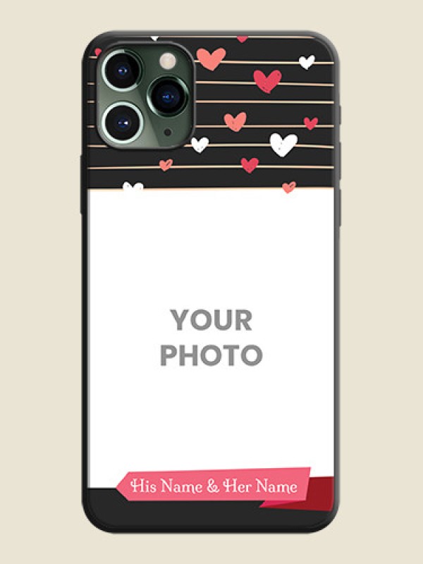 Custom Love Pattern with Name on Pink Ribbon  - Photo on Space Black Soft Matte Back Cover - iPhone 11 Pro - alternate view