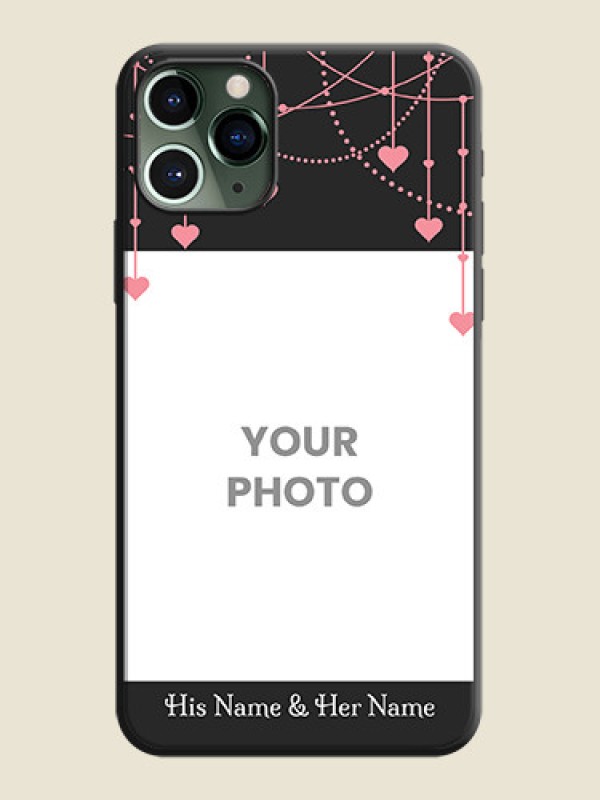 Custom Pink Love Hangings with Text on Space Black Custom Soft Matte Back Cover - iPhone 11 Pro - alternate view