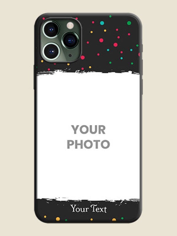 Custom Multicolor Dotted Pattern with Text on Space Black Custom Soft Matte Phone Back Cover - iPhone 11 Pro - alternate view
