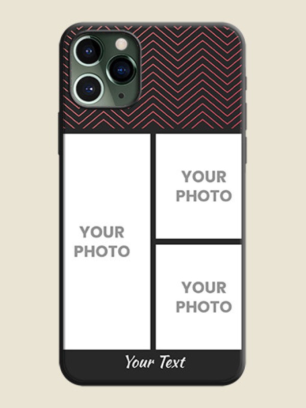 Custom Wave Pattern with 3 Image Holder on Space Black Custom Soft Matte Back Cover - iPhone 11 Pro - alternate view