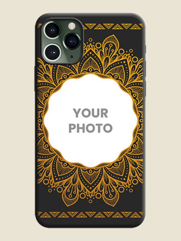 Custom Round Image with Floral Design - Photo on Space Black Soft Matte Mobile Cover - iPhone 11 Pro - alternate view