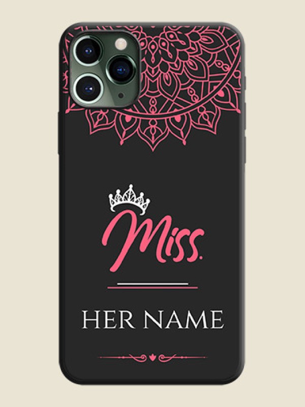 Custom Mrs Name with Floral Design on Space Black Personalized Soft Matte Phone Covers - iPhone 11 Pro - alternate view