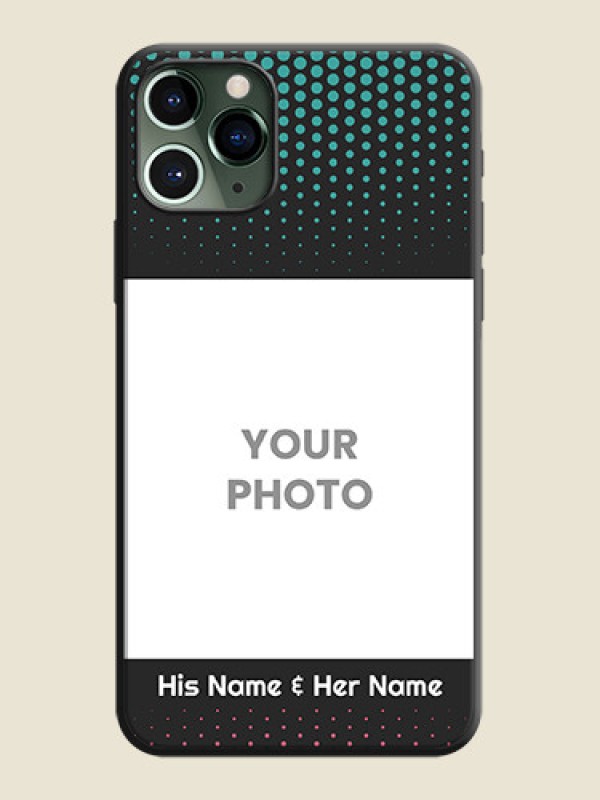 Custom Faded Dots with Grunge Photo Frame and Text on Space Black Custom Soft Matte Phone Cases - iPhone 11 Pro - alternate view