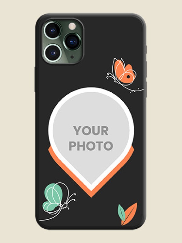 Custom Upload Pic With Simple Butterly Design On Space Black Personalized Soft Matte Phone Covers -Apple Iphone 11 Pro - alternate view