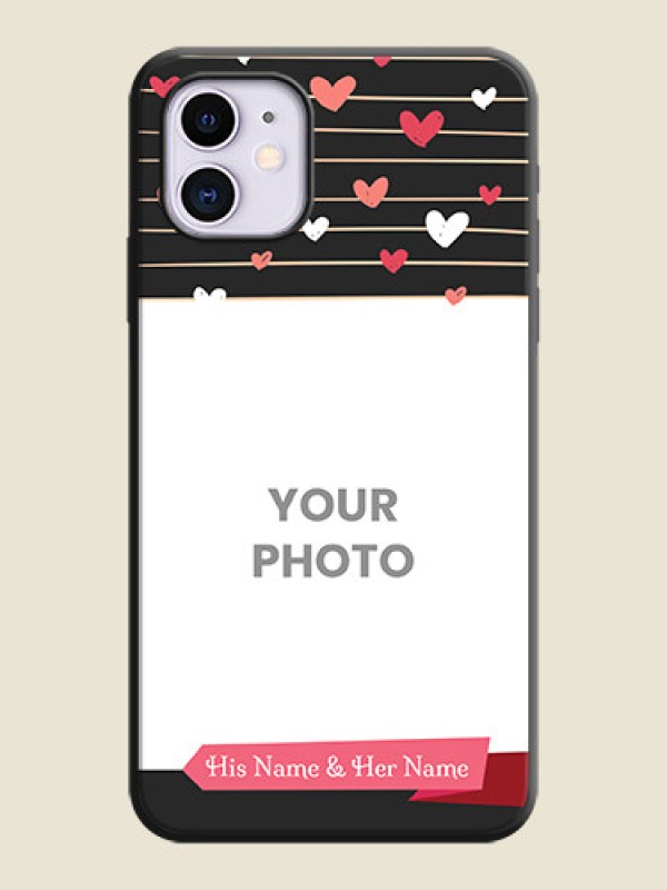Custom Love Pattern with Name on Pink Ribbon  - Photo on Space Black Soft Matte Back Cover - iPhone 11 - alternate view