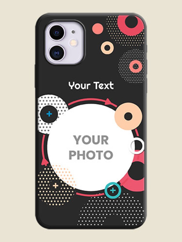 Custom Multicoloured Round Image on Personalised Space Black Soft Matte Cases - iPhone 11 - alternate view