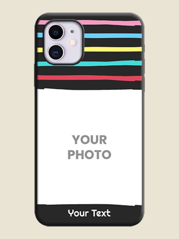 Custom Multicolor Lines with Image on Space Black Personalized Soft Matte Phone Covers - iPhone 11 - alternate view