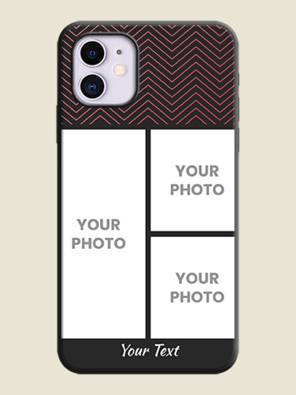 Custom Wave Pattern with 3 Image Holder on Space Black Custom Soft Matte Back Cover - iPhone 11 - alternate view