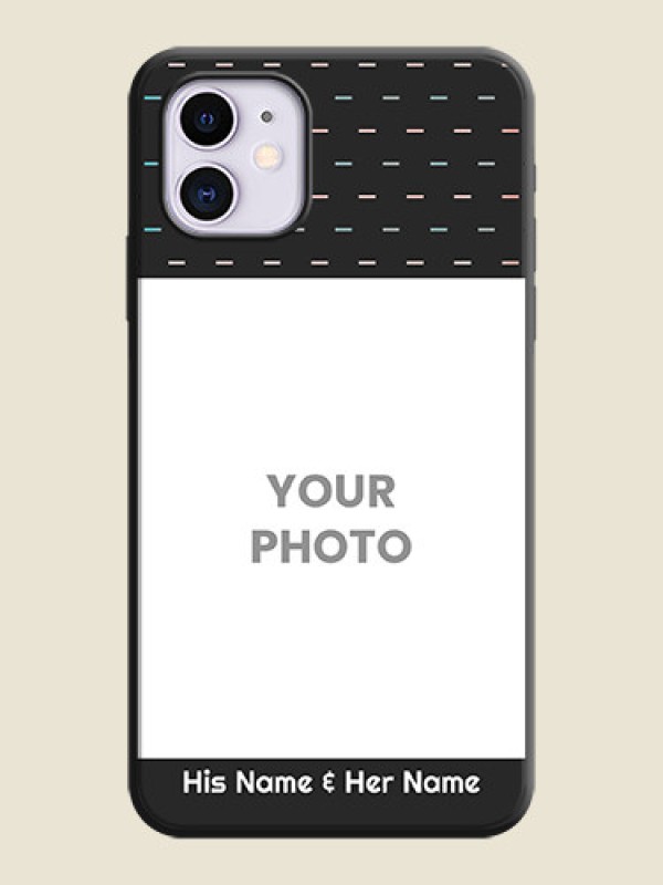 Custom Line Pattern Design with Text on Space Black Custom Soft Matte Phone Back Cover - iPhone 11 - alternate view