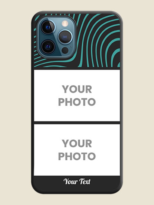 Custom Wave Pattern with 2 Image Holder on Space Black Personalized Soft Matte Phone Covers - iPhone 12 Pro Max - alternate view