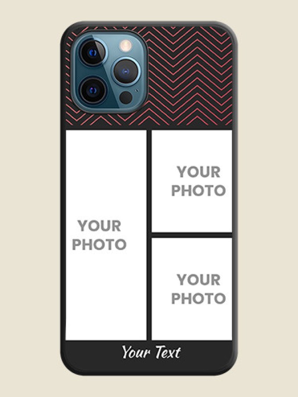 Custom Wave Pattern with 3 Image Holder on Space Black Custom Soft Matte Back Cover - iPhone 12 Pro Max - alternate view