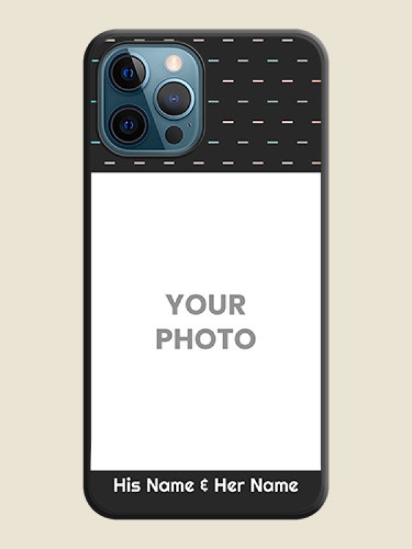 Custom Line Pattern Design with Text on Space Black Custom Soft Matte Phone Back Cover - iPhone 12 Pro Max - alternate view