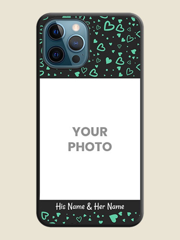 Custom Sea Green Indefinite Love Pattern on Photo on Space Black Soft Matte Mobile Cover - iPhone 12 Pro - alternate view