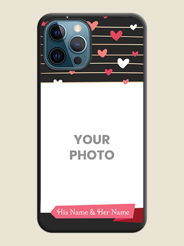 Custom Love Pattern with Name on Pink Ribbon  on Photo on Space Black Soft Matte Back Cover - iPhone 12 Pro - alternate view