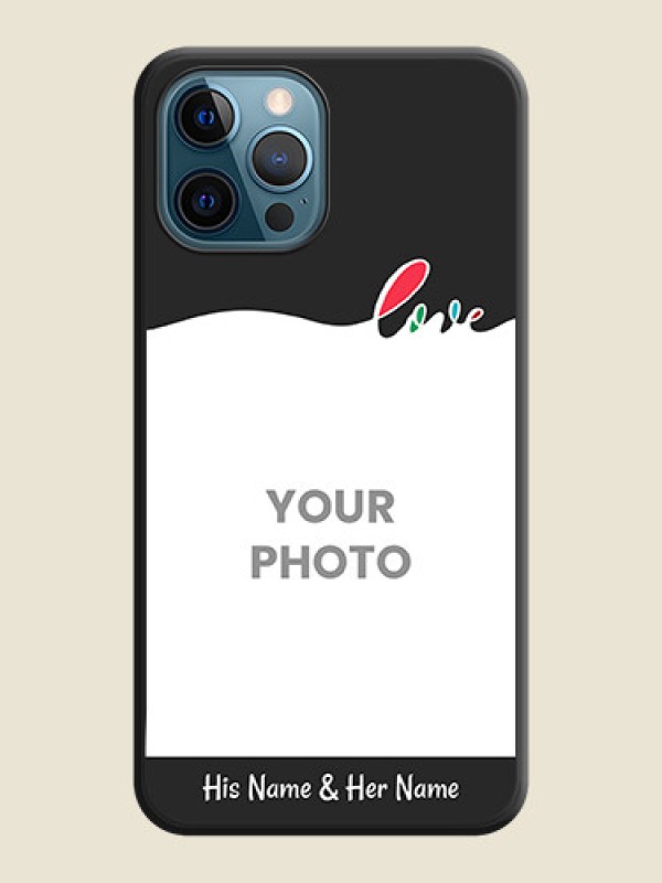 Custom Fall in Love Pattern with Picture on Photo on Space Black Soft Matte Mobile Case - iPhone 12 Pro - alternate view
