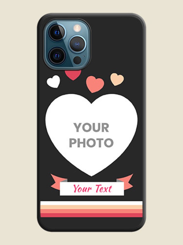 Custom Love Shaped Photo with Colorful Stripes on Personalised Space Black Soft Matte Cases - iPhone 12 Pro - alternate view