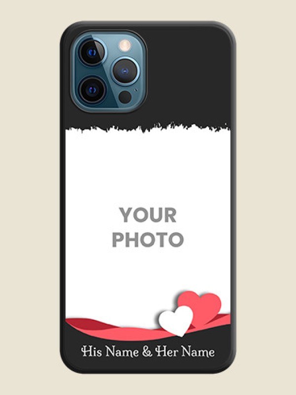 Custom Pin Color Love Shaped Ribbon Design with Text on Space Black Custom Soft Matte Phone Back Cover - iPhone 12 Pro - alternate view