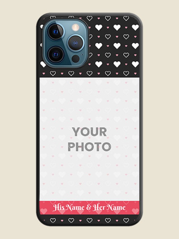 Custom White Color Love Symbols with Text Design on Photo on Space Black Soft Matte Phone Cover - iPhone 12 Pro - alternate view