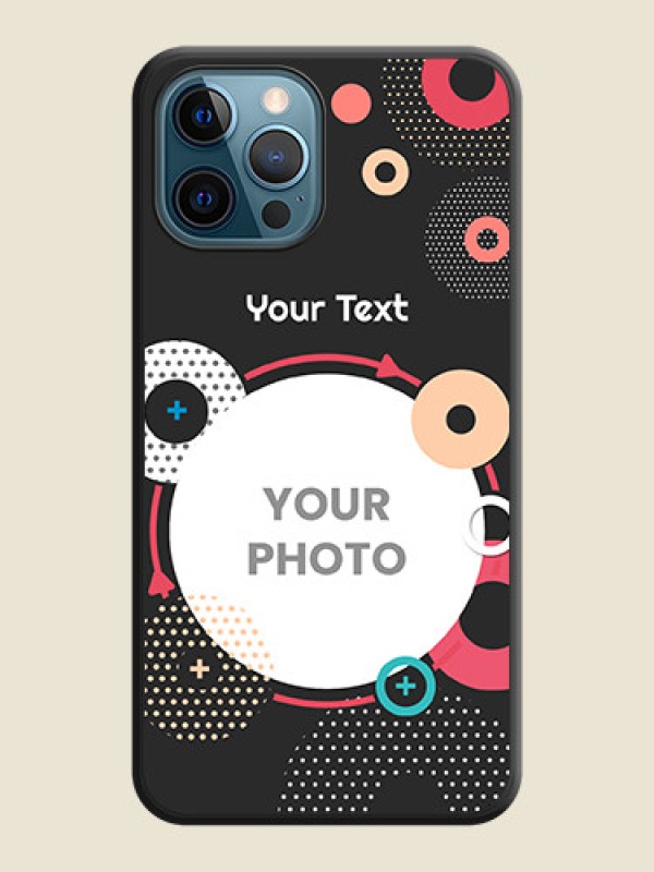 Custom Multicoloured Round Image on Personalised Space Black Soft Matte Cases - iPhone 12 Pro - alternate view