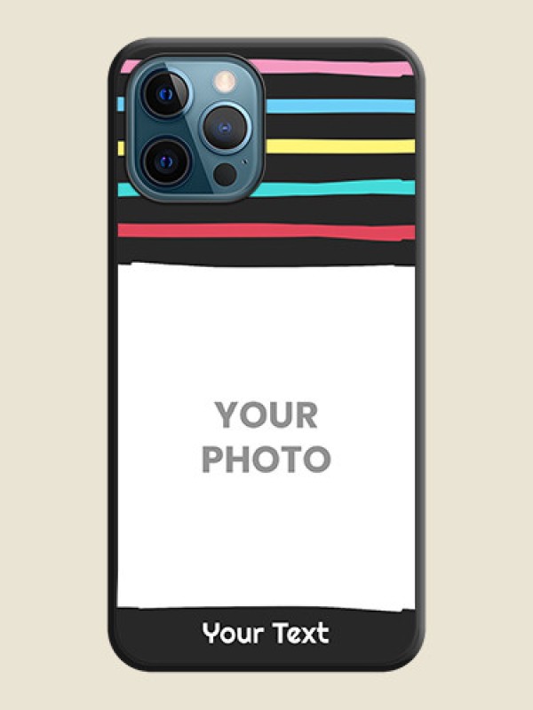 Custom Multicolor Lines with Image on Space Black Personalized Soft Matte Phone Covers - iPhone 12 Pro - alternate view