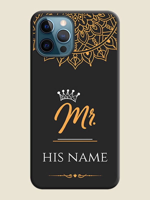 Custom Mr Name with Floral Design  on Personalised Space Black Soft Matte Cases - iPhone 12 Pro - alternate view