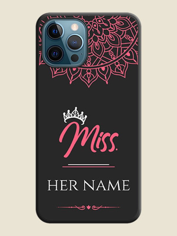 Custom Mrs Name with Floral Design on Space Black Personalized Soft Matte Phone Covers - iPhone 12 Pro - alternate view
