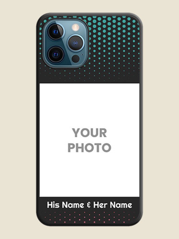 Custom Faded Dots with Grunge Photo Frame and Text on Space Black Custom Soft Matte Phone Cases - iPhone 12 Pro - alternate view