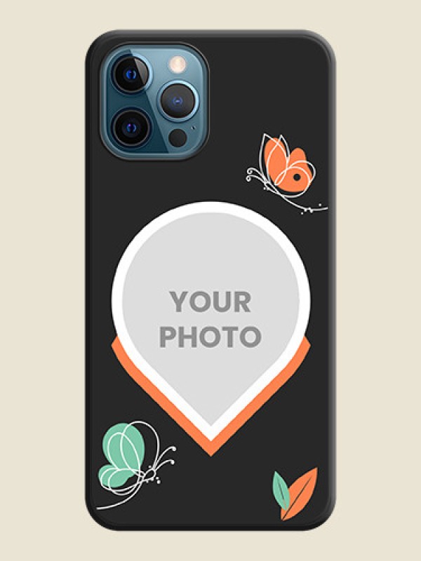 Custom Upload Pic With Simple Butterly Design On Space Black Personalized Soft Matte Phone Covers -Apple Iphone 12 Pro - alternate view