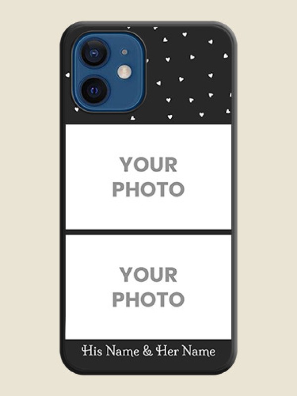Custom Miniature Love Symbols with Name on Space Black Custom Soft Matte Back Cover - iPhone 12 - alternate view