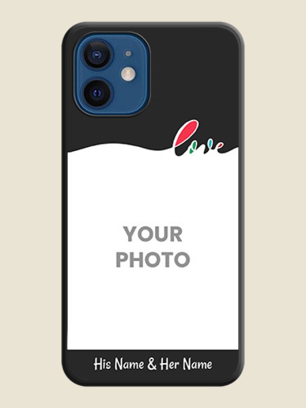 Custom Fall in Love Pattern with Picture on Photo on Space Black Soft Matte Mobile Case - iPhone 12 - alternate view