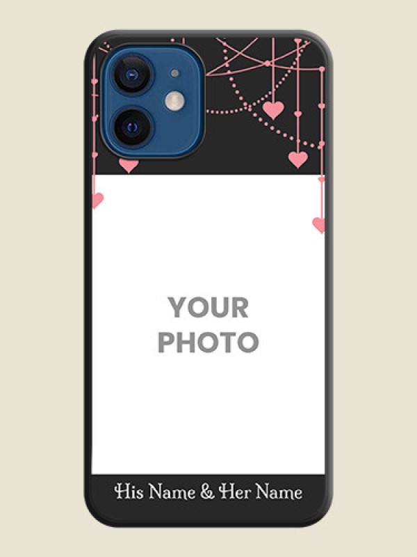 Custom Pink Love Hangings with Text on Space Black Custom Soft Matte Back Cover - iPhone 12 - alternate view