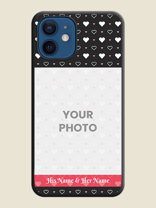 Custom White Color Love Symbols with Text Design on Photo on Space Black Soft Matte Phone Cover - iPhone 12 - alternate view