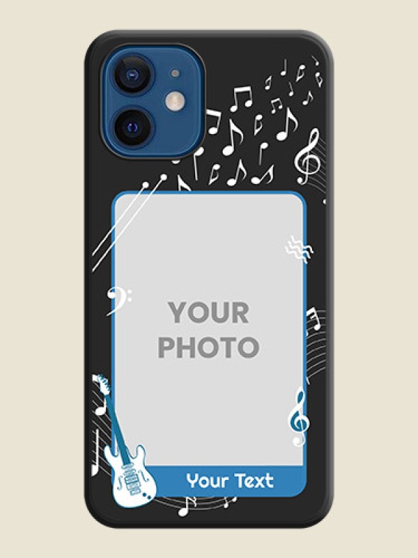Custom Musical Theme Design with Text on Photo on Space Black Soft Matte Mobile Case - iPhone 12 - alternate view