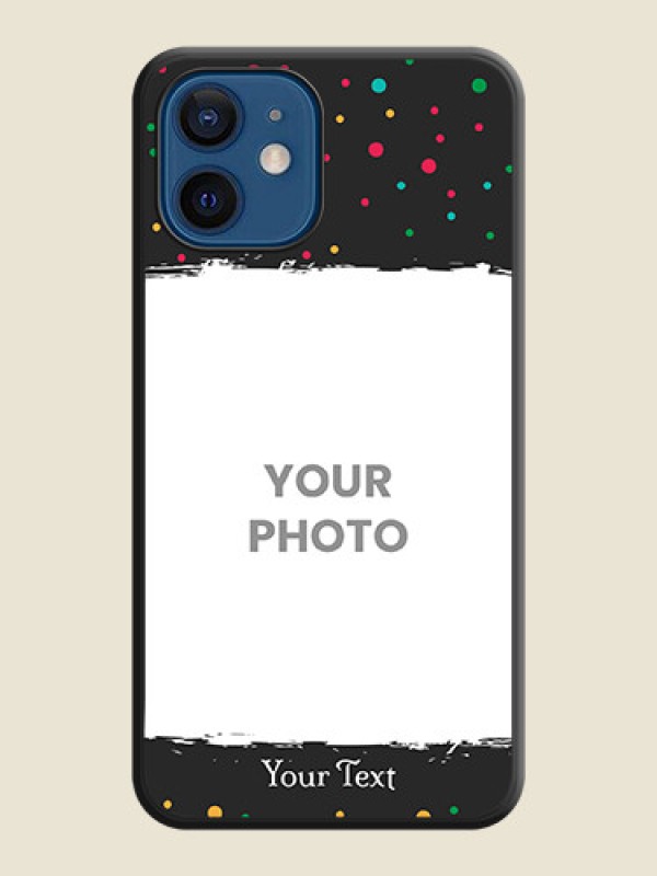 Custom Multicolor Dotted Pattern with Text on Space Black Custom Soft Matte Phone Back Cover - iPhone 12 - alternate view
