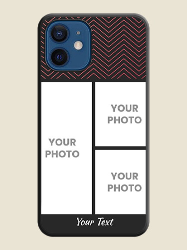 Custom Wave Pattern with 3 Image Holder on Space Black Custom Soft Matte Back Cover - iPhone 12 - alternate view