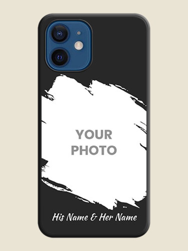 Custom Grunge Brush Strokes on Photo on Space Black Soft Matte Back Cover - iPhone 12 - alternate view