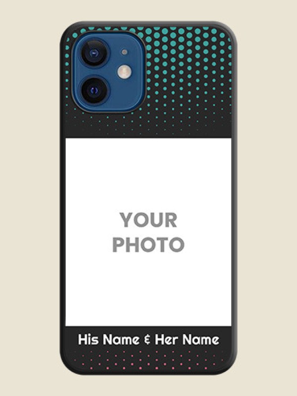 Custom Faded Dots with Grunge Photo Frame and Text on Space Black Custom Soft Matte Phone Cases - iPhone 12 - alternate view