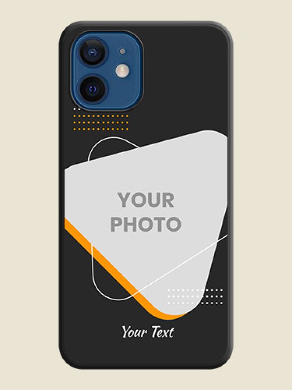 Custom Yellow Triangle on Photo on Space Black Soft Matte Phone Cover - iPhone 12 - alternate view