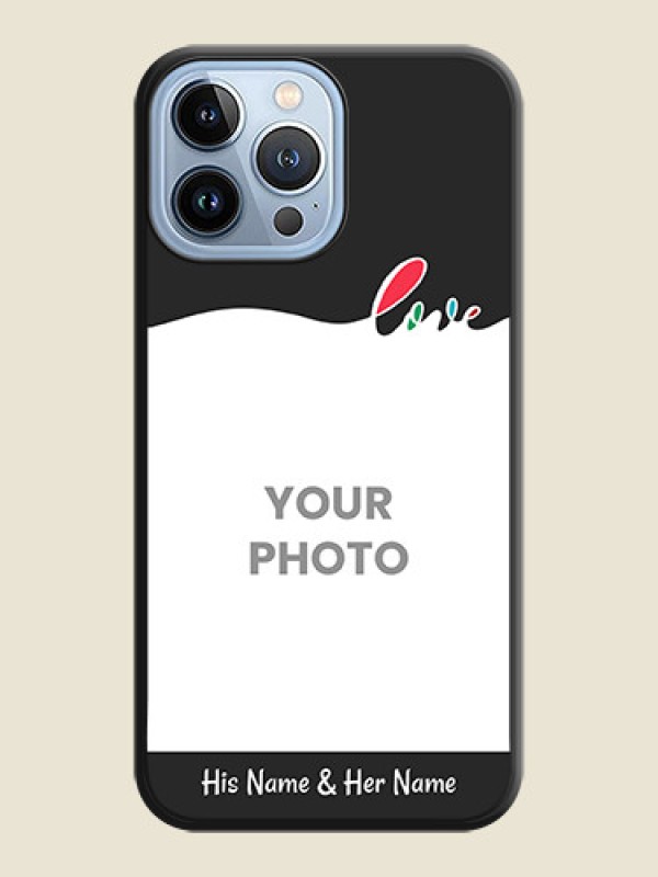 Custom Fall in Love Pattern with Picture on Photo on Space Black Soft Matte Mobile Case - iPhone 13 Pro Max - alternate view
