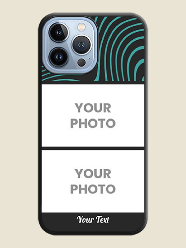 Custom Wave Pattern with 2 Image Holder on Space Black Personalized Soft Matte Phone Covers - iPhone 13 Pro Max - alternate view