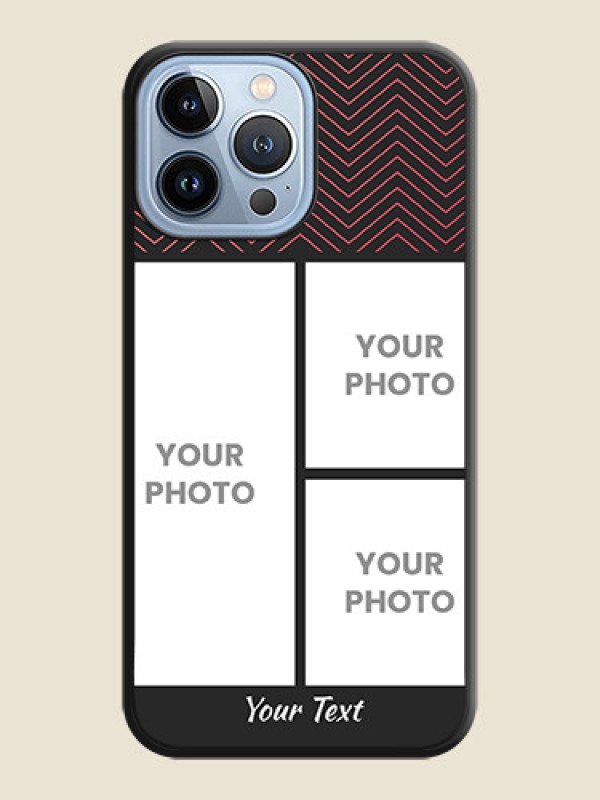 Custom Wave Pattern with 3 Image Holder on Space Black Custom Soft Matte Back Cover - iPhone 13 Pro Max - alternate view
