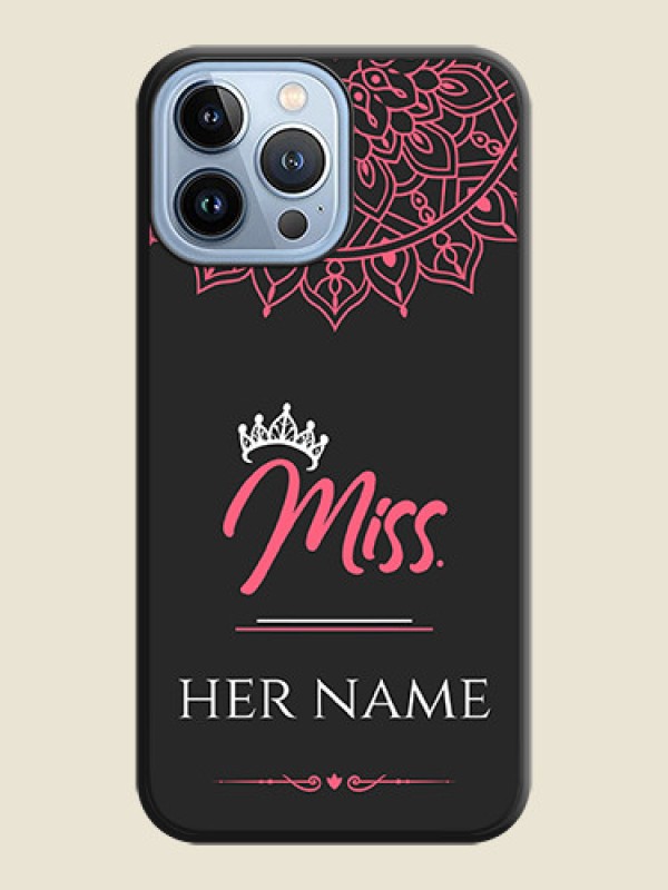 Custom Mrs Name with Floral Design on Space Black Personalized Soft Matte Phone Covers - iPhone 13 Pro Max - alternate view