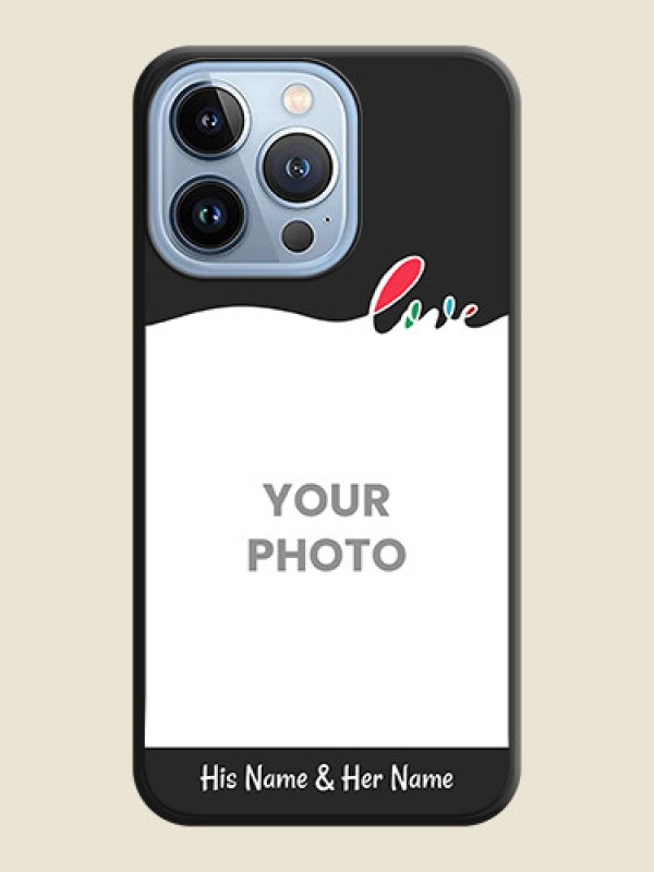 Custom Fall in Love Pattern with Picture on Photo on Space Black Soft Matte Mobile Case - iPhone 13 Pro - alternate view
