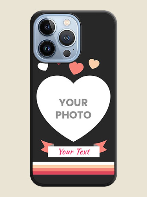Custom Love Shaped Photo with Colorful Stripes on Personalised Space Black Soft Matte Cases - iPhone 13 Pro - alternate view