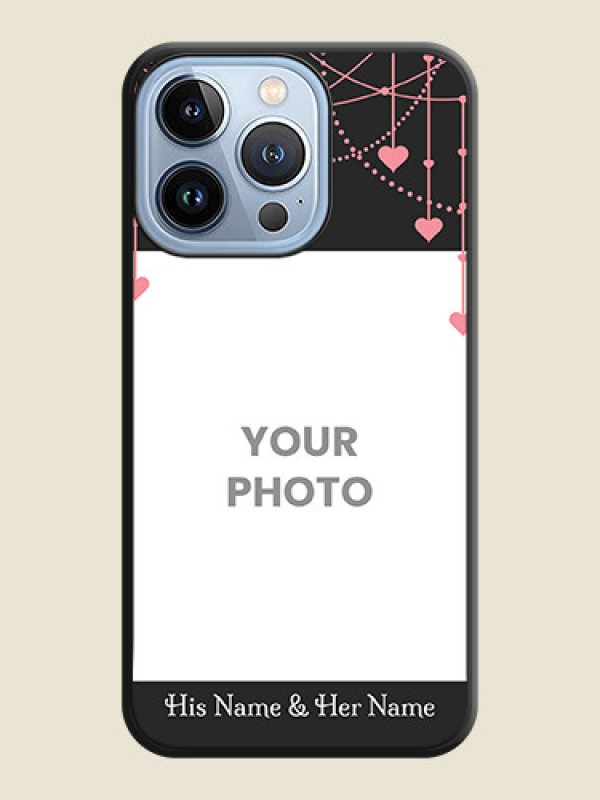 Custom Pink Love Hangings with Text on Space Black Custom Soft Matte Back Cover - iPhone 13 Pro - alternate view